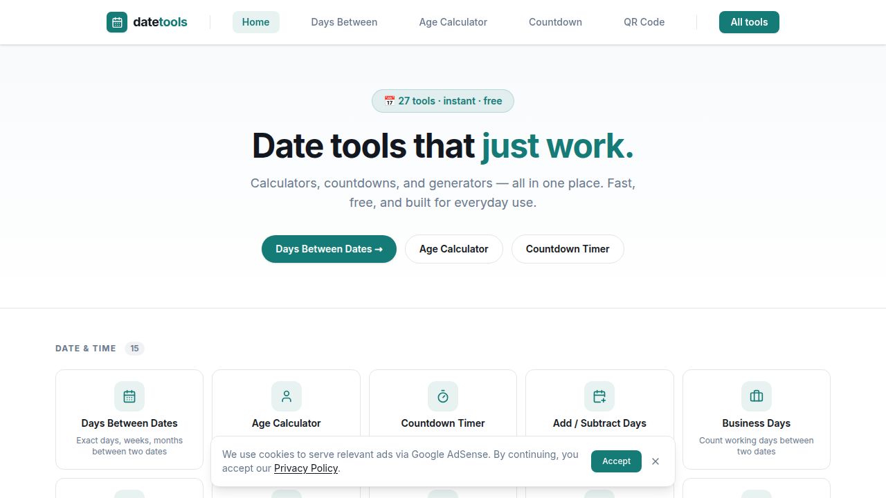 datetools.app — Date Calculators & Generator Tools
